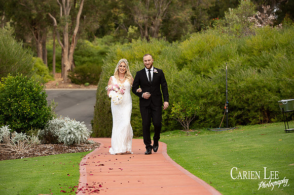 Bride walking down the aisle during a Bunbury wedding ceremony, photographed by Carien Lee