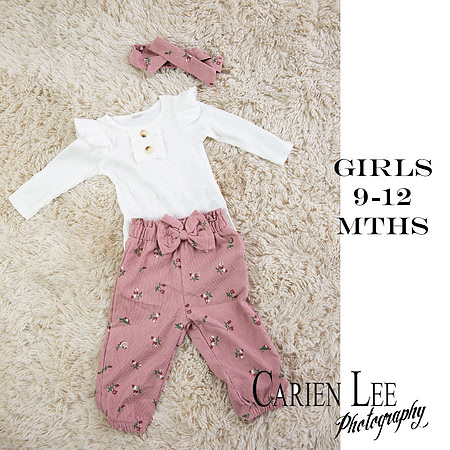 Girls 9-12 months with headband pink
