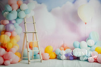Fairy floss balloon cake smash girl photography setup