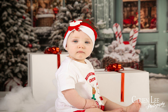 baby photographed in Christmas studio in bunbury