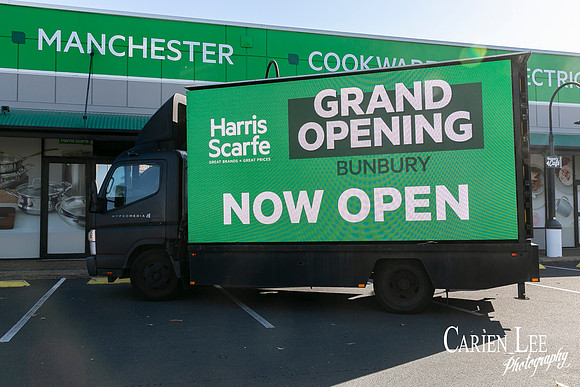 Harris Scarfe bedding and homewares display Bunbury store opening