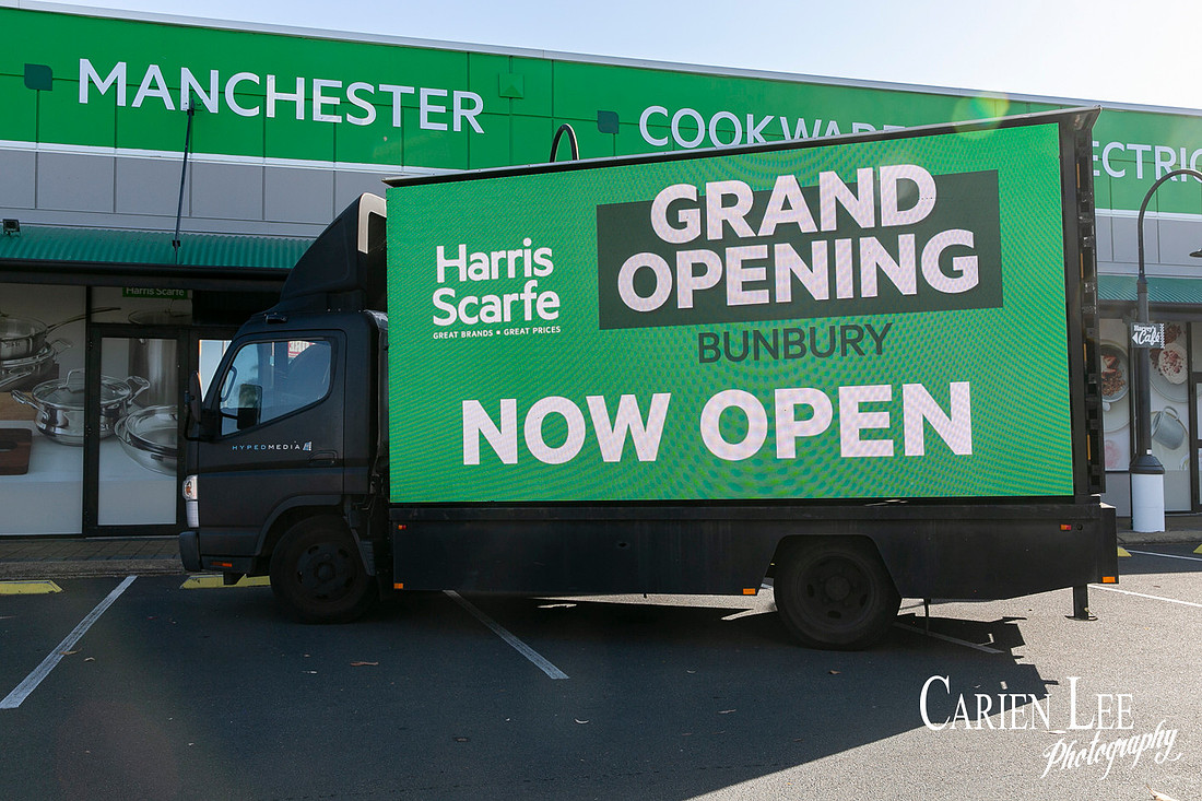 Harris Scarfe bedding and homewares display Bunbury store opening