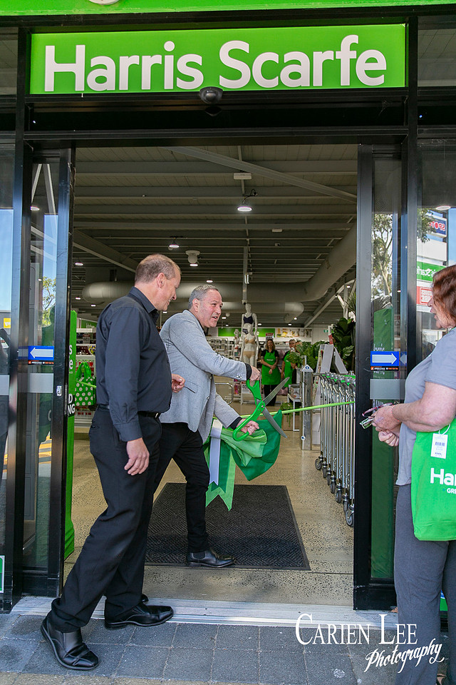 Customers entering Harris Scarfe Bunbury on opening day