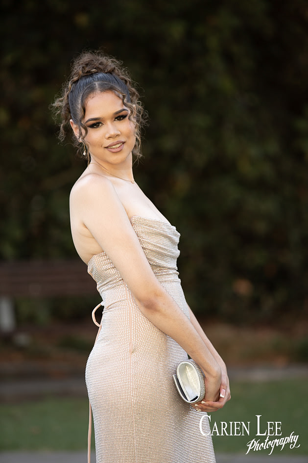Elegant ball gown portrait photographed before school formal event in Bunbury WAy