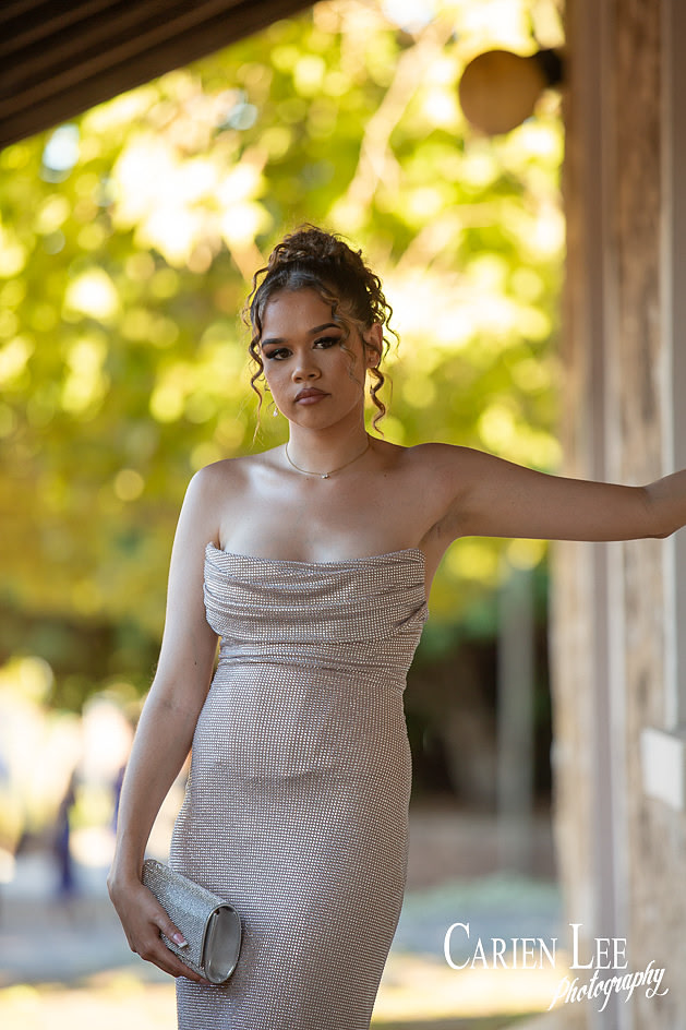 Elegant ball gown portrait photographed before school formal event in Bunbury WA
