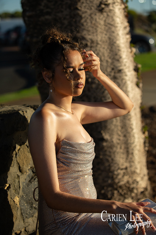 Elegant ball gown portrait photographed before school formal event in Bunbury WA