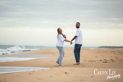 Engaged couple on bunbury beach
