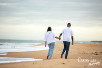 Photo of an engaged couple on Bunbury Back Beach