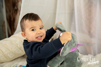 Happy smiling toddler in photo in Bunbury studio