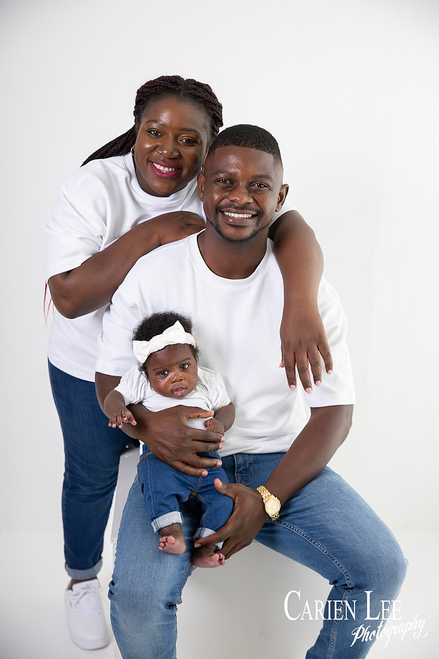 Loving family of 3 during a session in Bunbury Studio