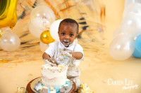 One year old Dalyellup boy celebrating his birthday with a cake smash session