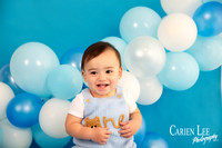 Elijah smiling during his first birthday milestone photography session in Bunbury