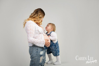 Studio maternity session with flowing gown, Bunbury