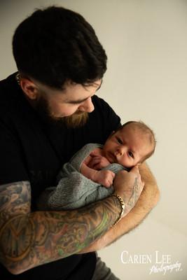 Newborn baby Luca on soft blanket, natural studio light Bunbury