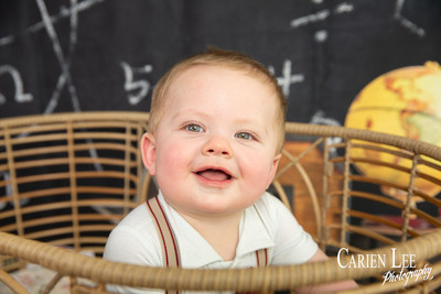 Baby boy's genuine smile captured during quick milestone mini session