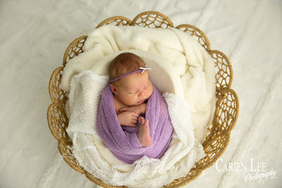 photo of a newborn in a basket