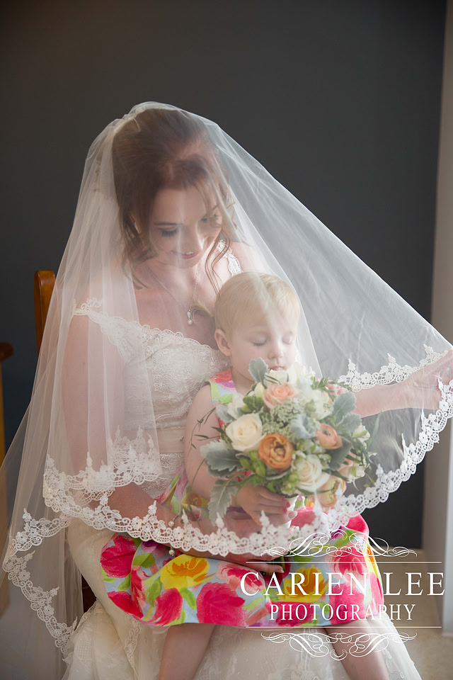 Bride and flower in Wedding gown and veil