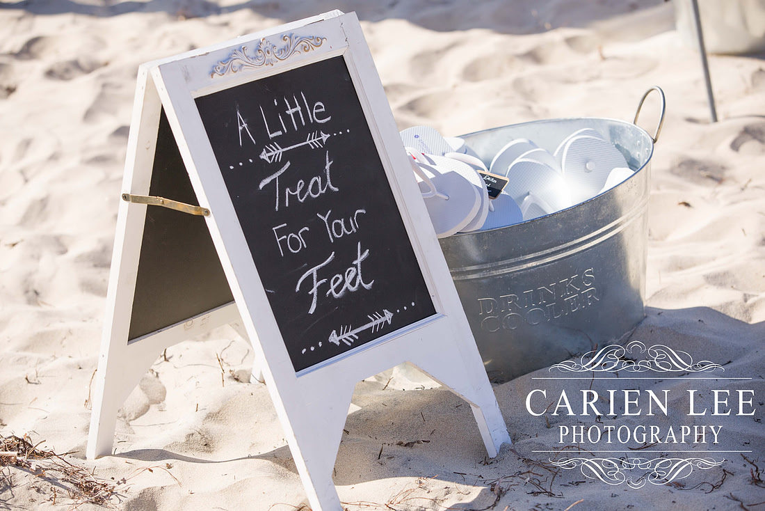 Bridal sign on the beach wedding at Busselton Jetty