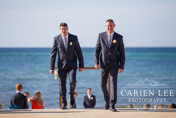 Guests arriving at the Beach wedding at Busselton Jetty