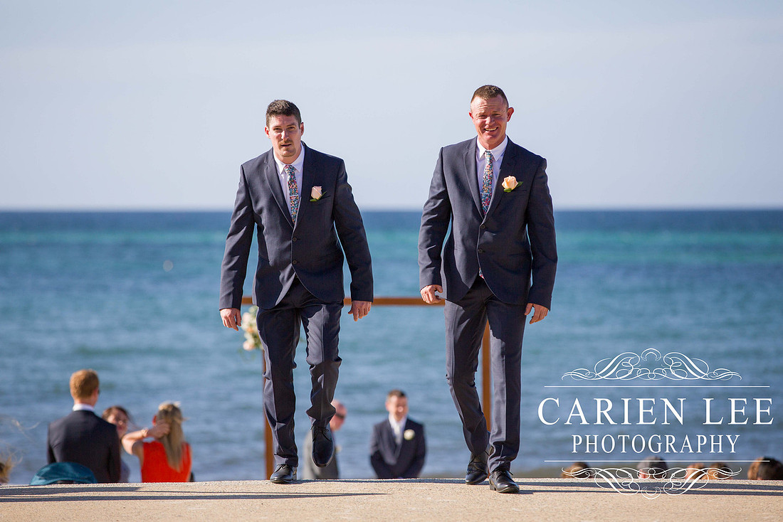 Guests arriving at the Beach wedding at Busselton Jetty