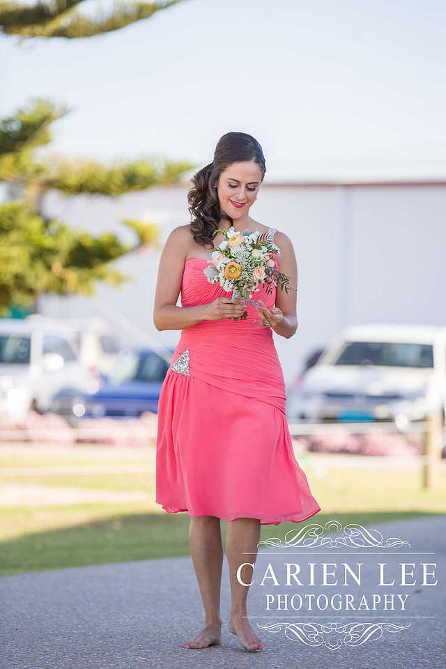 Bridesmaids arriving at beach wedding at Busselton Jetty