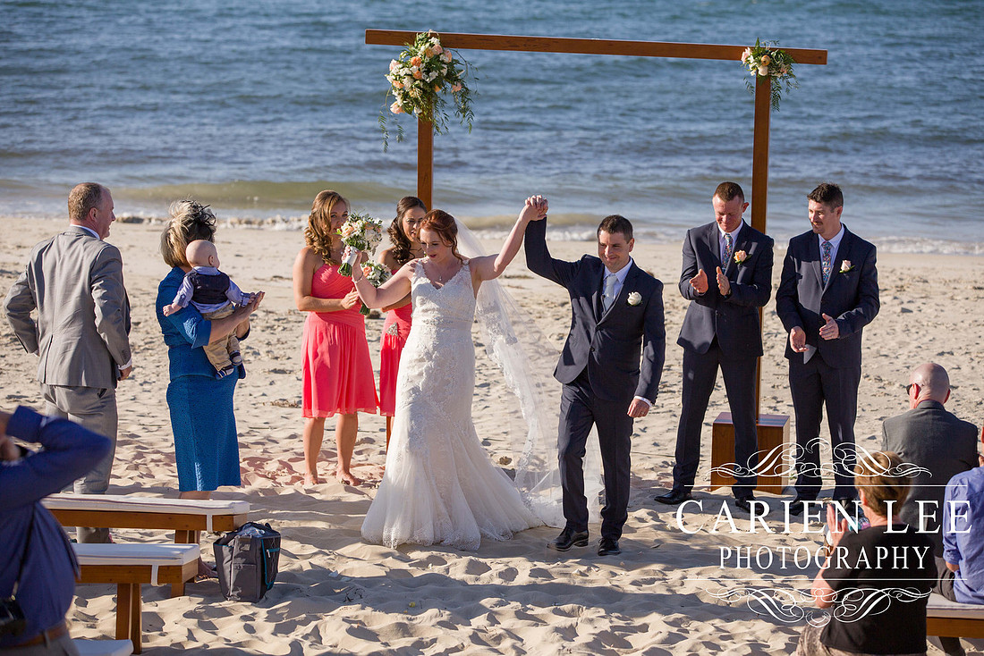 Bride and groom after ceremony at busselton beach wedding ceremony