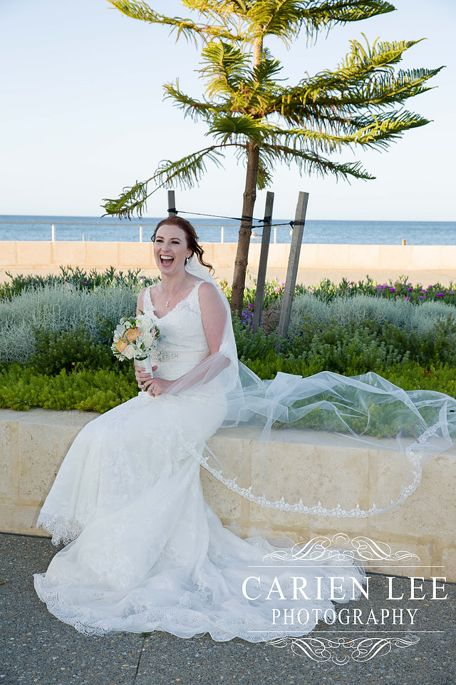 Beautiful bride on beach in busselton