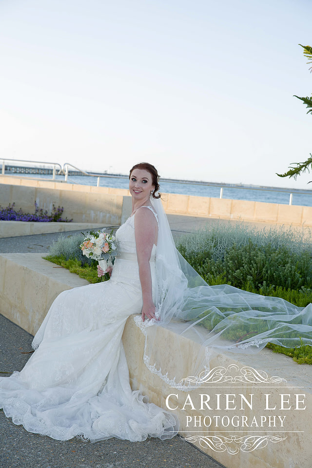 Beautiful bride on beach in busselton