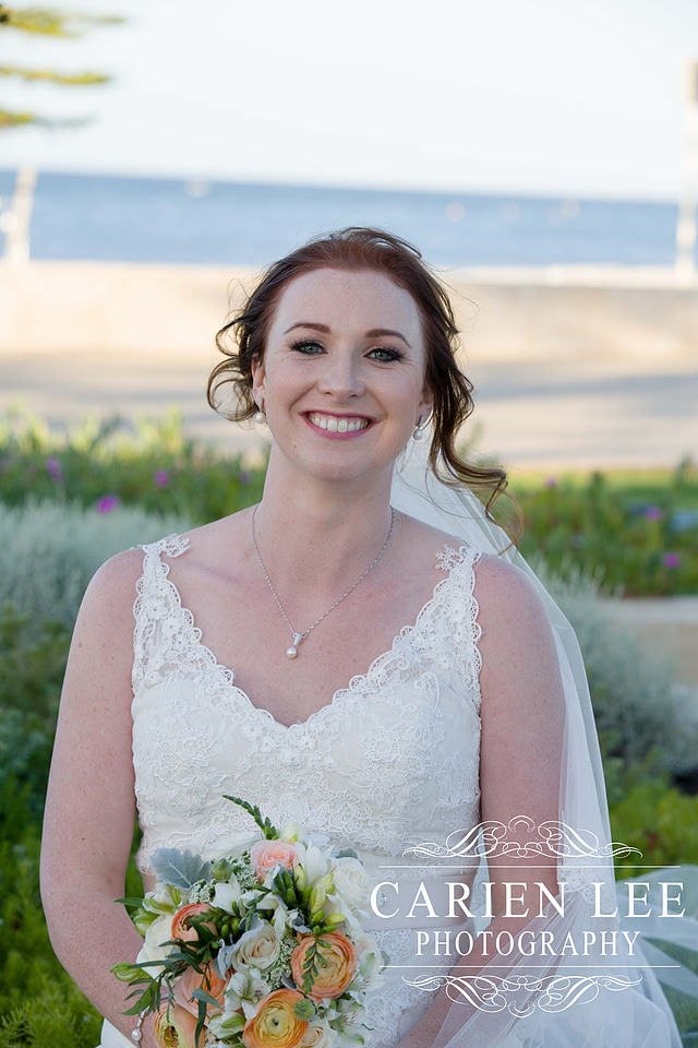 Beautiful bride on beach in busselton