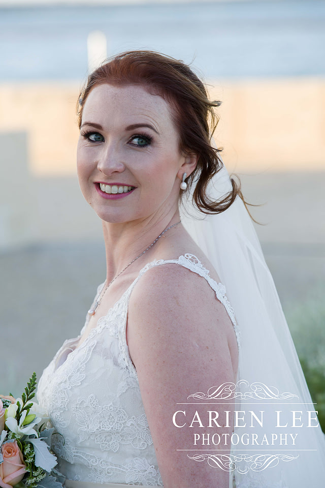 Beautiful bride on beach in busselton