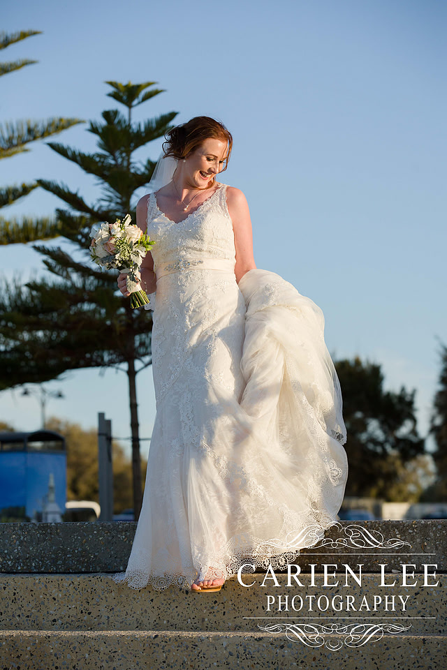 Beautiful bride on beach in busselton