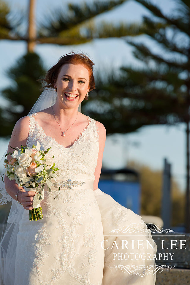Beautiful bride on beach in busselton