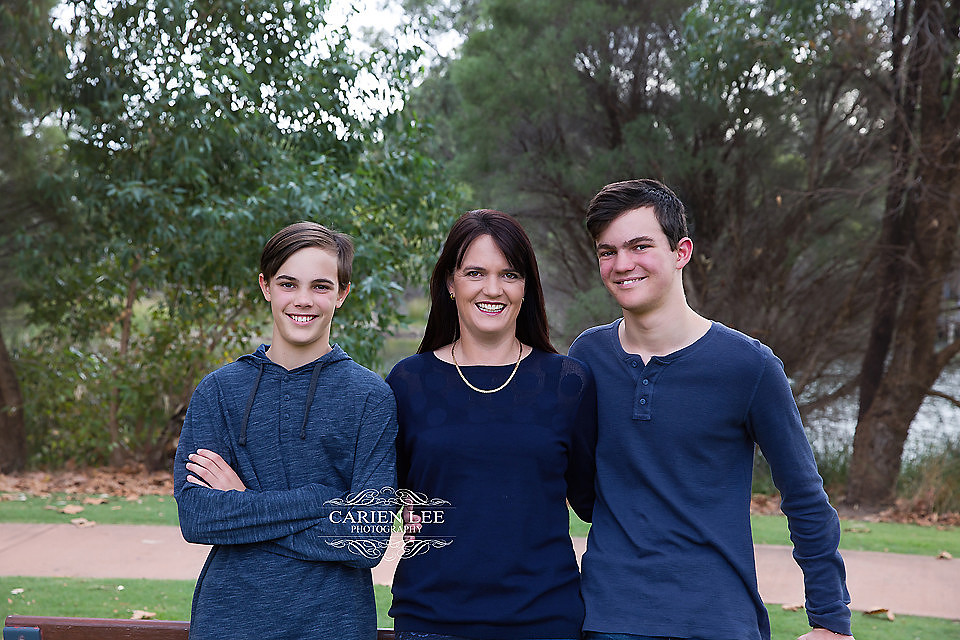 Mother and sons photographed during family photo session in Dalyellup
