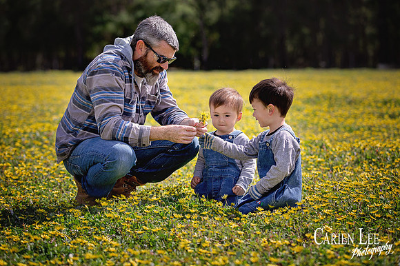 a father and two boys during family portrait session in Collie
