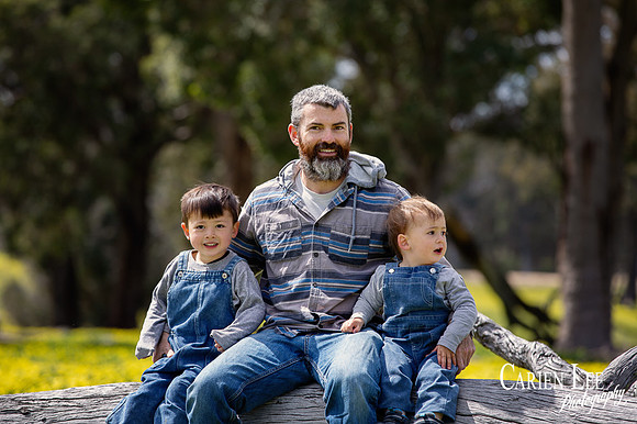 Father and sons during a family photo session in Collie
