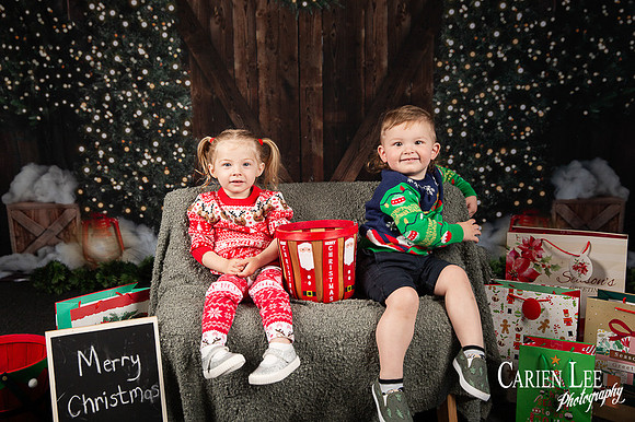 Festive Christmas photo of child with Santa Bunbury