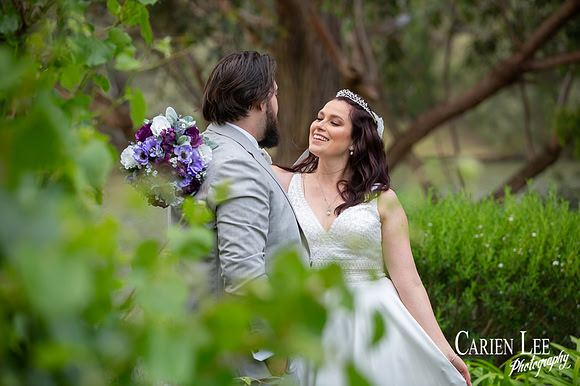 Romantic wedding portrait of a couple in Bunbury by professional wedding photographer Carien Lee.