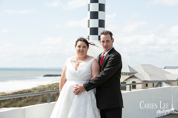 Bunbury wedding photography — bride and groom portrait at outdoor ceremony venue