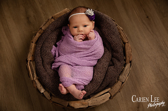 baby in a basket in Bunbury studio