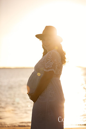 maternity photo during sunset on beach in Bunbury