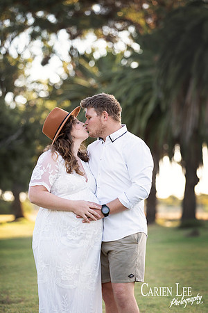Loving couple during maternity session in Bunbury