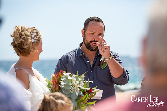 Bride and groom sharing a moment during a Bunbury wedding photographed by Carien Lee Photography